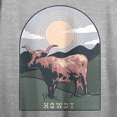 Juniors' Western Howdy Cow Graphic Tee