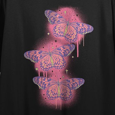 Juniors' Spray Paint Butterfly Graphic Tee