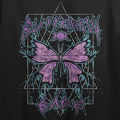 Juniors' Distressed Butterfly Graphic Tee