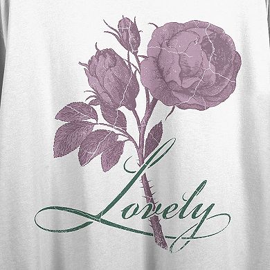 Juniors' Vintage Rose Lovely Graphic Tee