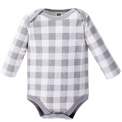 Hudson Baby Infant Boy Cotton Long-Sleeve Bodysuits 5pk, Gray Moose