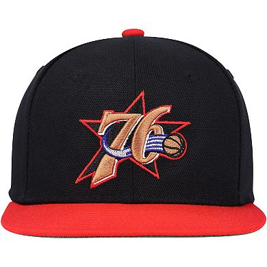 Youth Mitchell & Ness  Black/Red Philadelphia 76ers Two-Tone Snapback Hat