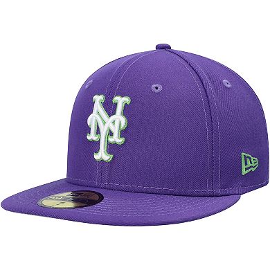 Men's New Era Purple New York Mets Lime Side Patch 59FIFTY Fitted Hat