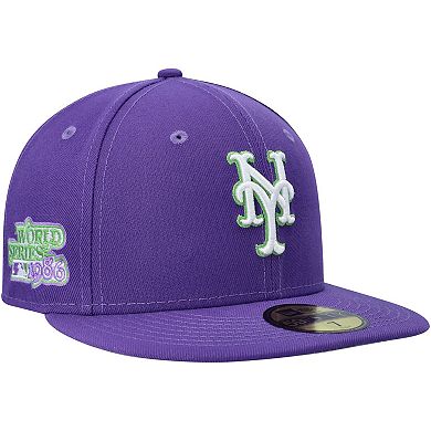 Men's New Era Purple New York Mets Lime Side Patch 59FIFTY Fitted Hat