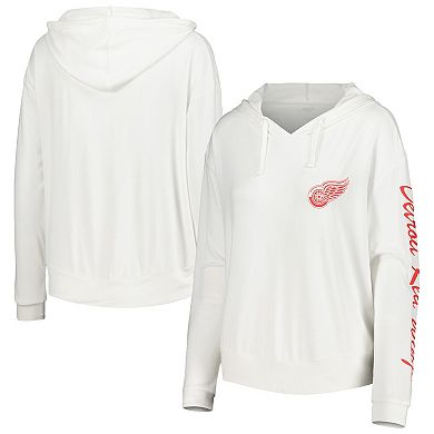 Women's Concepts Sport White Detroit Red Wings Accord Hacci Long Sleeve Hoodie T-Shirt