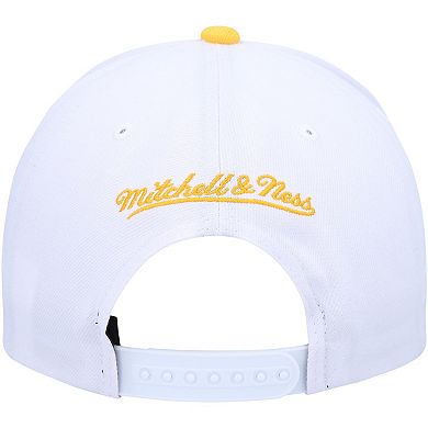 Men's Mitchell & Ness White/Gold Golden State Warriors Hardwood Classics Core 2-Tone 2.0 Pro Snapback Hat