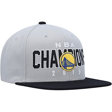 Men's Mitchell & Ness Gray/Black Golden State Warriors Hardwood Classics 2015 NBA Champions Snapback Hat