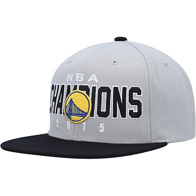 Men's Mitchell & Ness Gray/Black Golden State Warriors Hardwood Classics 2015 NBA Champions Snapback Hat