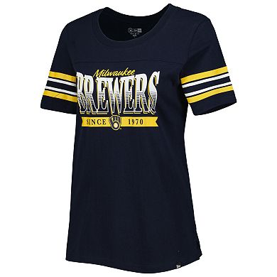 Women's New Era Navy Milwaukee Brewers Team Stripe T-Shirt