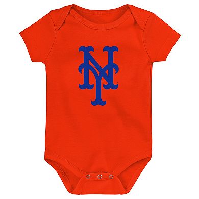 Infant Orange/White/Heather Gray New York Mets Biggest Little Fan 3-Pack Bodysuit Set