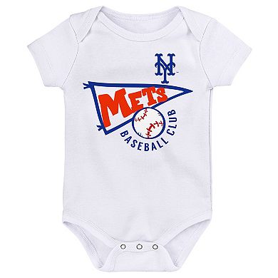 Infant Orange/White/Heather Gray New York Mets Biggest Little Fan 3-Pack Bodysuit Set