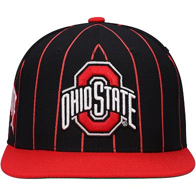 Men's Mitchell & Ness Black Ohio State Buckeyes Team Pinstripe Snapback Hat