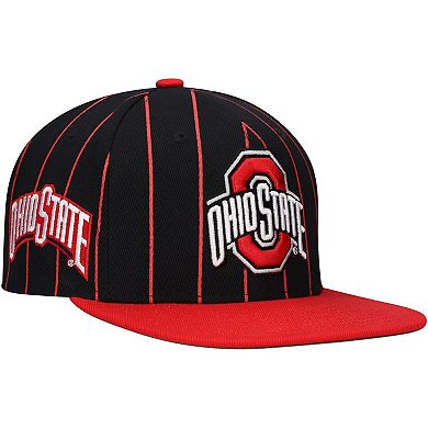Men's Mitchell & Ness Black Ohio State Buckeyes Team Pinstripe Snapback Hat