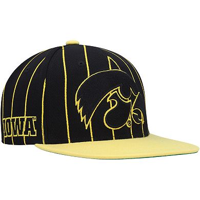 Men's Mitchell & Ness Black Iowa Hawkeyes Team Pinstripe Snapback Hat