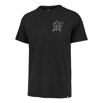 Men's '47  Black Miami Marlins Turn Back Franklin T-Shirt