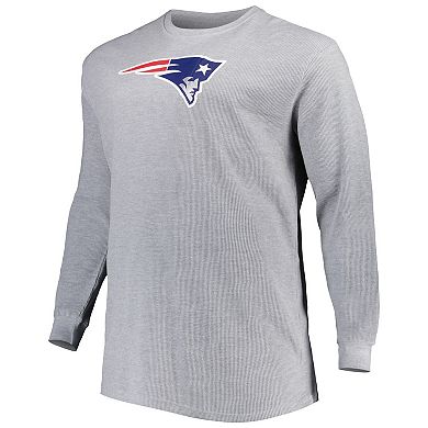 Men's Heather Gray New England Patriots Big & Tall Waffle-Knit Thermal Long Sleeve T-Shirt