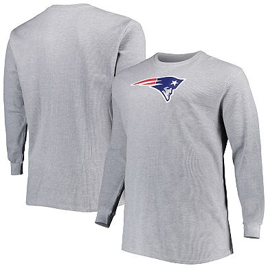 Men's Heather Gray New England Patriots Big & Tall Waffle-Knit Thermal Long Sleeve T-Shirt