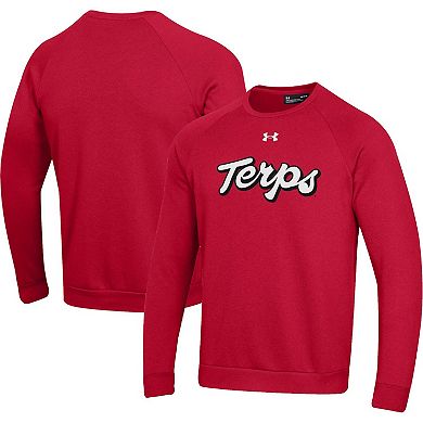 Men's Under Armour Red Maryland Terrapins Script All Day Pullover Sweatshirt