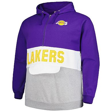 Men's Fanatics Branded Purple Los Angeles Lakers Big & Tall Anorak Half-Zip Hoodie