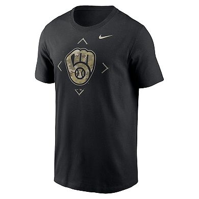 Men's Nike Black Milwaukee Brewers Camo Logo T-Shirt