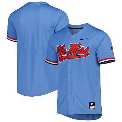 Men's Nike Powder Blue Ole Miss Rebels Full-Button Replica Baseball Jersey