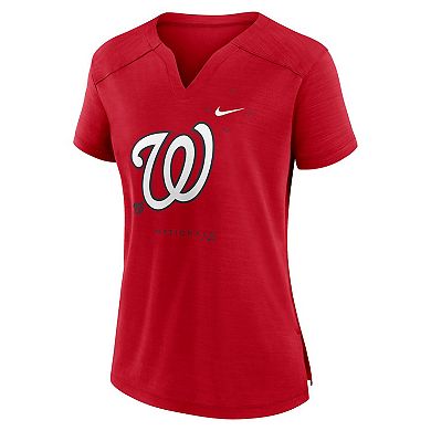 Women's Nike Red Washington Nationals Pure Pride Boxy Performance Notch Neck T-Shirt