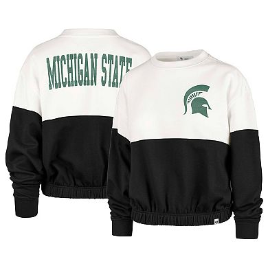 Women's '47 White Michigan State Spartans Take Two Bonita Pullover Sweatshirt
