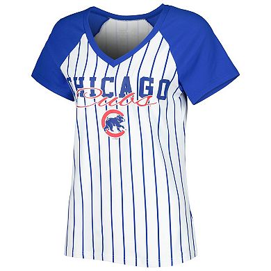 Women's Concepts Sport White Chicago Cubs Reel Pinstripe Nightshirt