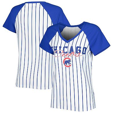 Women's Concepts Sport White Chicago Cubs Reel Pinstripe Nightshirt