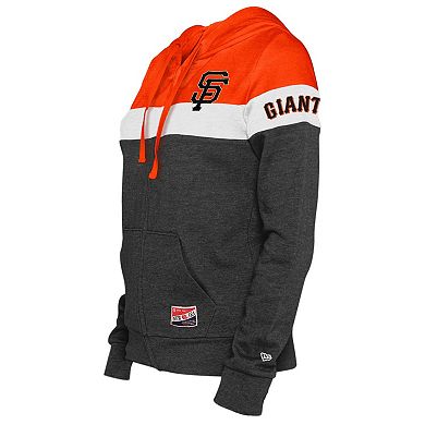 Women's New Era Heather Black San Francisco Giants Colorblock Full-Zip Hoodie Jacket