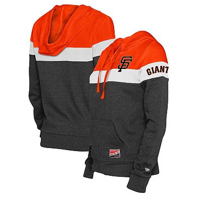 Women's New Era Heather Black San Francisco Giants Colorblock Full-Zip Hoodie Jacket