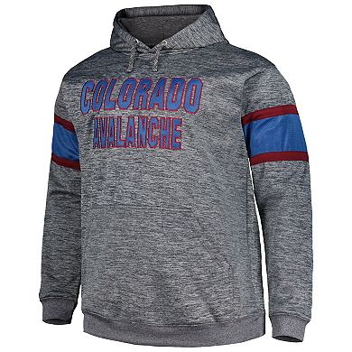 Men's Heather Charcoal Colorado Avalanche Big & Tall Stripe Pullover Hoodie