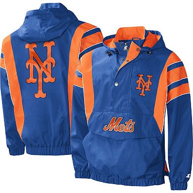 Men's Starter Royal New York Mets Impact Hoodie Half-Zip Jacket