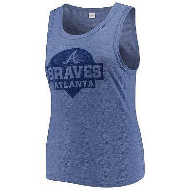 Women's Soft as a Grape Navy Atlanta Braves Plus Size High Neck Tri-Blend Tank Top
