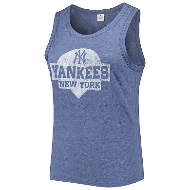 Women's Soft as a Grape Navy New York Yankees Plus Size High Neck Tri-Blend Tank Top