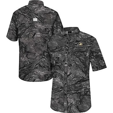 Men's Colosseum  Charcoal Army Black Knights Realtree Aspect Charter Full-Button Fishing Shirt