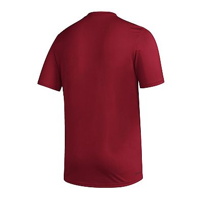 Men's adidas Scarlet Nebraska Huskers Basics Secondary Pre-Game AEROREADY T-Shirt