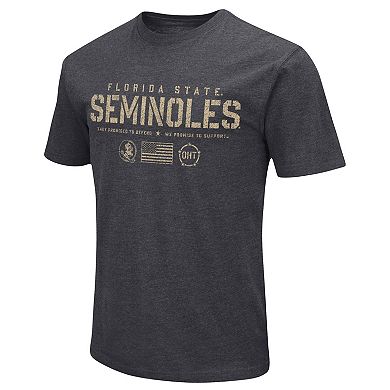 Men's Colosseum Heather Black Florida State Seminoles Big & Tall OHT Military Appreciation Playbook T-Shirt