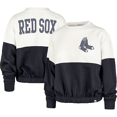 Women's '47 White/Navy Boston Red Sox Take Two Bonita Pullover Sweatshirt