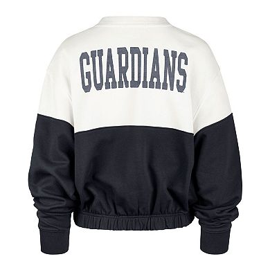 Women's '47 White/Navy Cleveland Guardians Take Two Bonita Pullover Sweatshirt