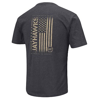 Men's Colosseum Heather Black Kansas Jayhawks Big & Tall OHT Military Appreciation Playbook T-Shirt