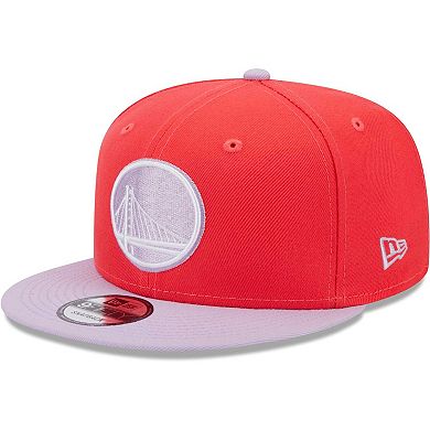 Men's New Era Red/Lavender Golden State Warriors 2-Tone Color Pack 9FIFTY Snapback Hat