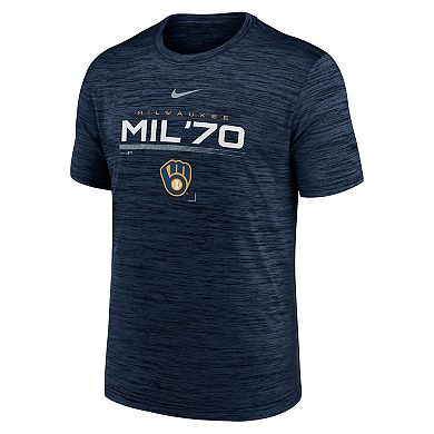 Men's Nike Navy Milwaukee Brewers Wordmark Velocity Performance T-Shirt