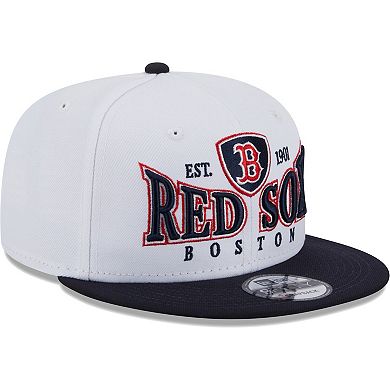 Men's New Era White/Navy Boston Red Sox Crest 9FIFTY Snapback Hat