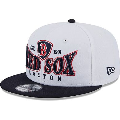 Men's New Era White/Navy Boston Red Sox Crest 9FIFTY Snapback Hat