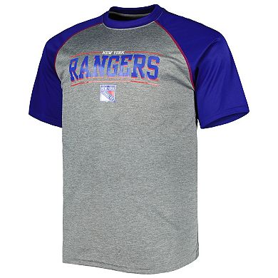 Men's Heather Gray New York Rangers Big & Tall Logo Raglan T-Shirt