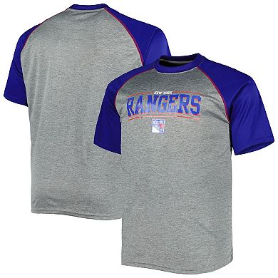 Men's Heather Gray New York Rangers Big & Tall Logo Raglan T-Shirt