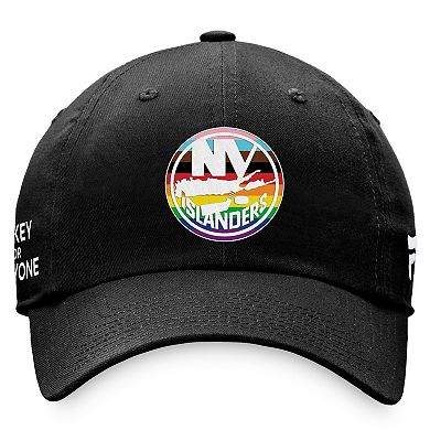 Men's Fanatics Branded Black New York Islanders Team Logo Pride Adjustable Hat