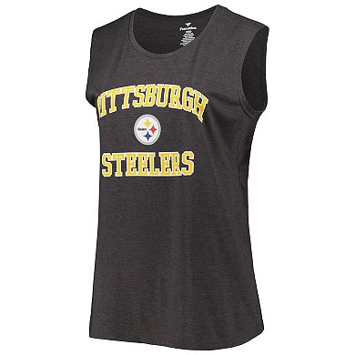 Women's Fanatics Branded Heather Charcoal Pittsburgh Steelers Plus Size Tank Top
