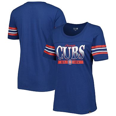 Women's New Era Blue Chicago Cubs Team Stripe T-Shirt